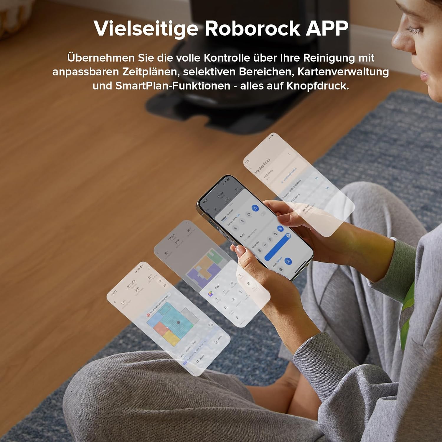 roborock Qrevo Serie Saugroboter mit Wischfunktion, 8000Pa Saugkraft(verbessert von Qrevo S), Anti-Verfilzungs-Seitenbürste, Hindernisvermeidung, LiDAR-Navigation, All-in-One Dock,Schwarz(QV 35A Set) – Bild 9