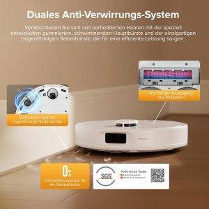 roborock QV 35S-Set Saugroboter mit Wischfunktion, 10.000 Pa HyperForce Saugkraft, Anti-Tangle-Bürsten, Anhebbare Schleudermopps, Intelligente Hindernisvermeidung, All-in-One Dock (Weiß)