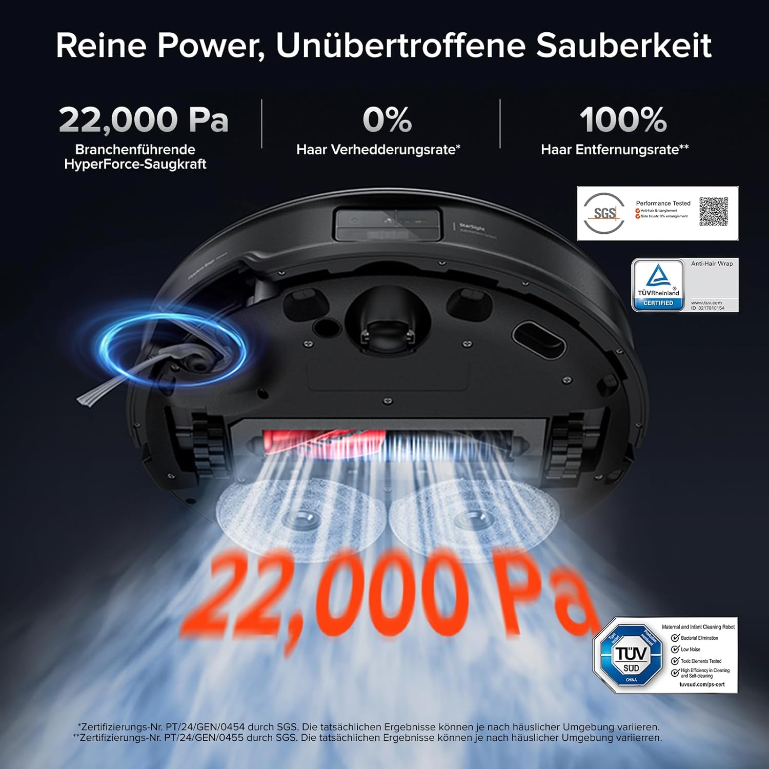 roborock Saros 10R Saugroboter mit Wischfunktion&angebbarem Wischmopp, 22,000 Pa, 7,98cm Ultra-Slim Design, StarSight System 2.0, Zero-Tangle System – Bild 4