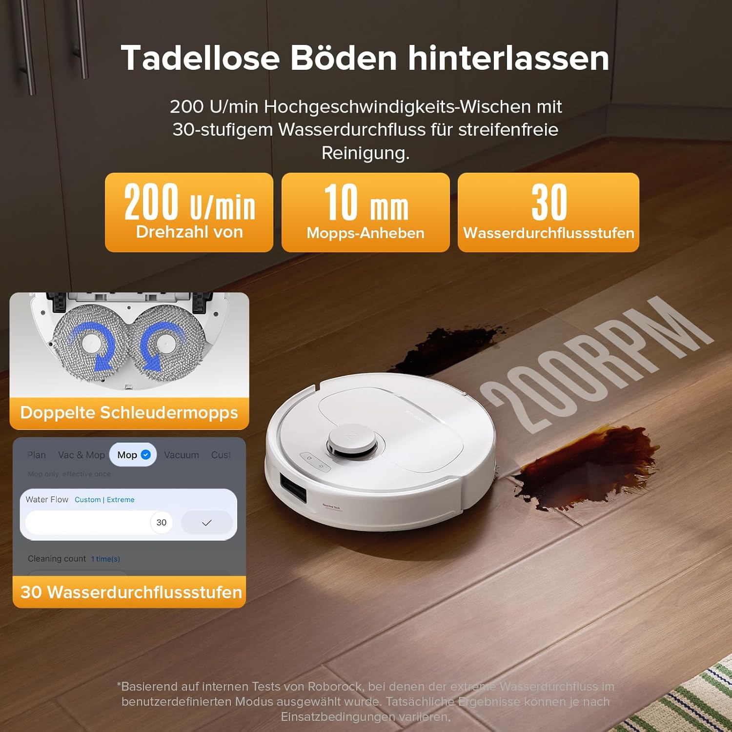 roborock QV 35S-Set Saugroboter mit Wischfunktion, 10.000 Pa HyperForce Saugkraft, Anti-Tangle-Bürsten, Anhebbare Schleudermopps, Intelligente Hindernisvermeidung, All-in-One Dock (Weiß) – Bild 8