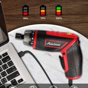 AVID POWER Elektrisches Schraubendreher-Set, wiederaufladbar, 4 V, Akkuschrauber-Set mit 44-teiligem Zubehör, 5,65 Nm Schraubenpistole, 5+1 Drehmomenteinstellung, 2-Positionen-Griff mit LED-Licht