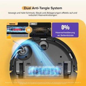 roborock Q7 M5-Set Saugroboter mit Wischfunktion, 10.000Pa Saugkraft, Dual Anti-Tangle-System, 150Min Laufzeit, LiDAR Navigation, Staubsauger Roboter für Teppich, Tierhaare, APP Steuerung (Schwarz)