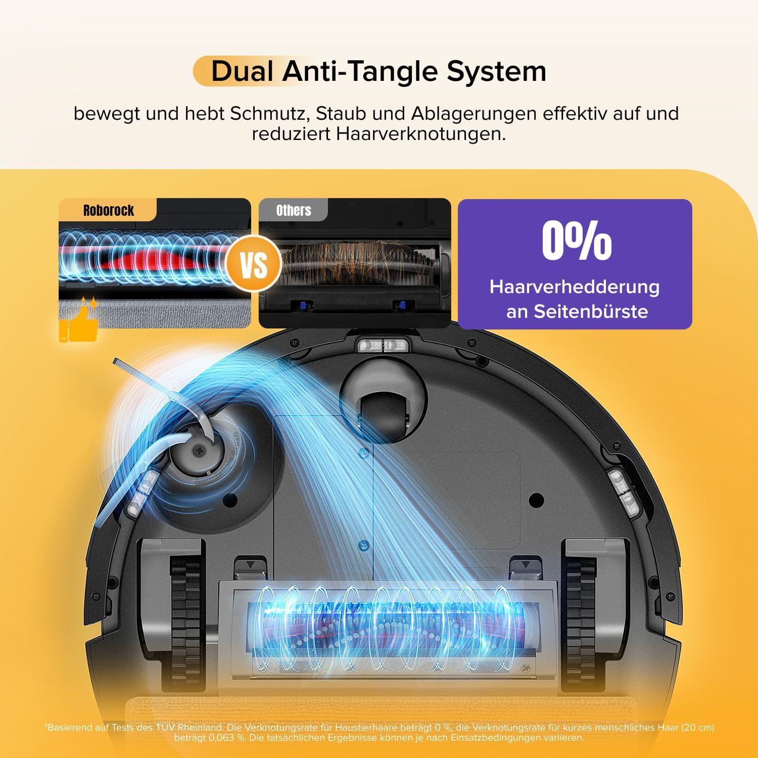 roborock Q7 M5-Set Saugroboter mit Wischfunktion, 10.000Pa Saugkraft, Dual Anti-Tangle-System, 150Min Laufzeit, LiDAR Navigation, Staubsauger Roboter für Teppich, Tierhaare, APP Steuerung (Schwarz) – Bild 3
