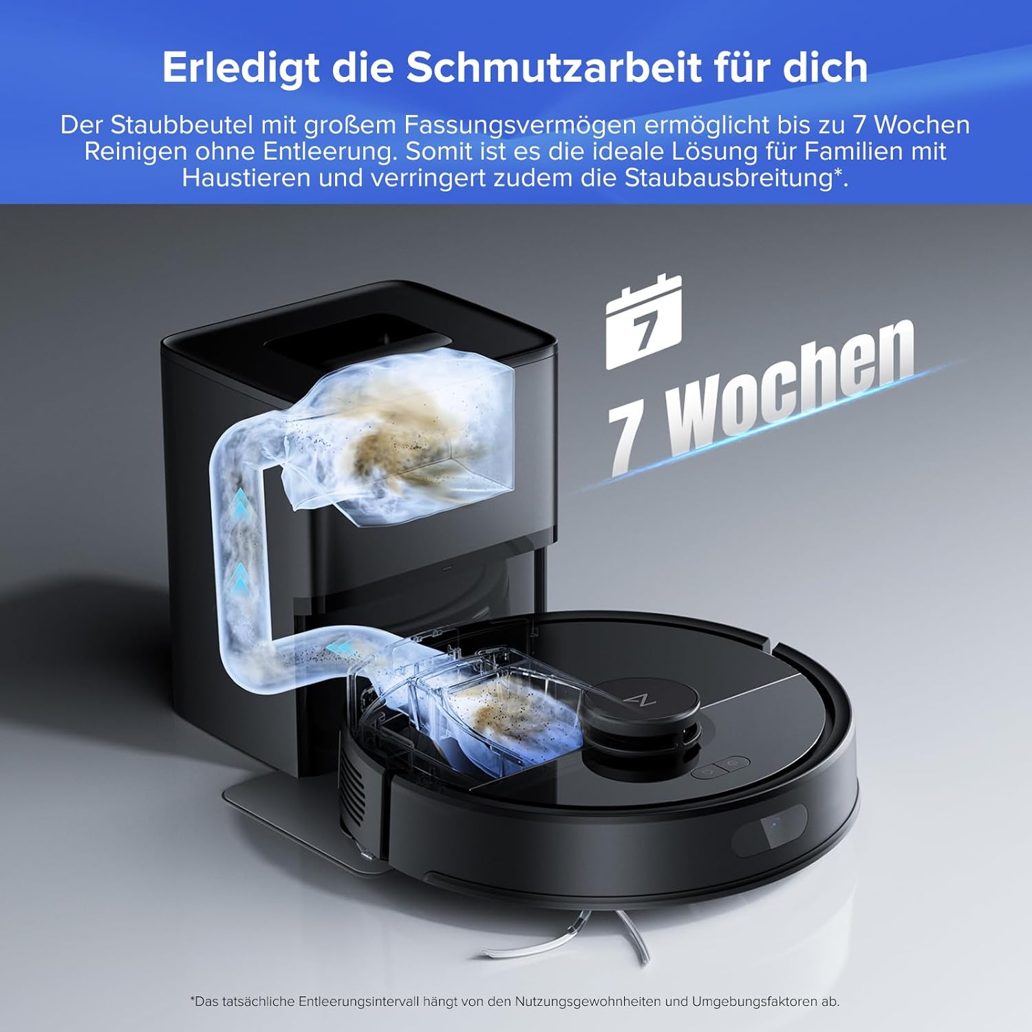 roborock Q7 L5+ Set Saugroboter mit Wischfunktion Absaugstation, verbessert von Q5 Pro+, Dual Anti-Tangle System, 8000Pa Saugkraft, LiDAR-Navigation, Staubsauger Roboter für Teppiche&Tierhaar, Schwarz – Bild 2