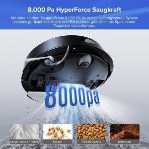 roborock Q7 L5+ Set Saugroboter mit Wischfunktion Absaugstation, verbessert von Q5 Pro+, Dual Anti-Tangle System, 8000Pa Saugkraft, LiDAR-Navigation, Staubsauger Roboter für Teppiche&Tierhaar, Schwarz
