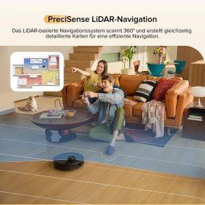 roborock Q7 M5-Set Saugroboter mit Wischfunktion, 10.000Pa Saugkraft, Dual Anti-Tangle-System, 150Min Laufzeit, LiDAR Navigation, Staubsauger Roboter für Teppich, Tierhaare, APP Steuerung (Schwarz)