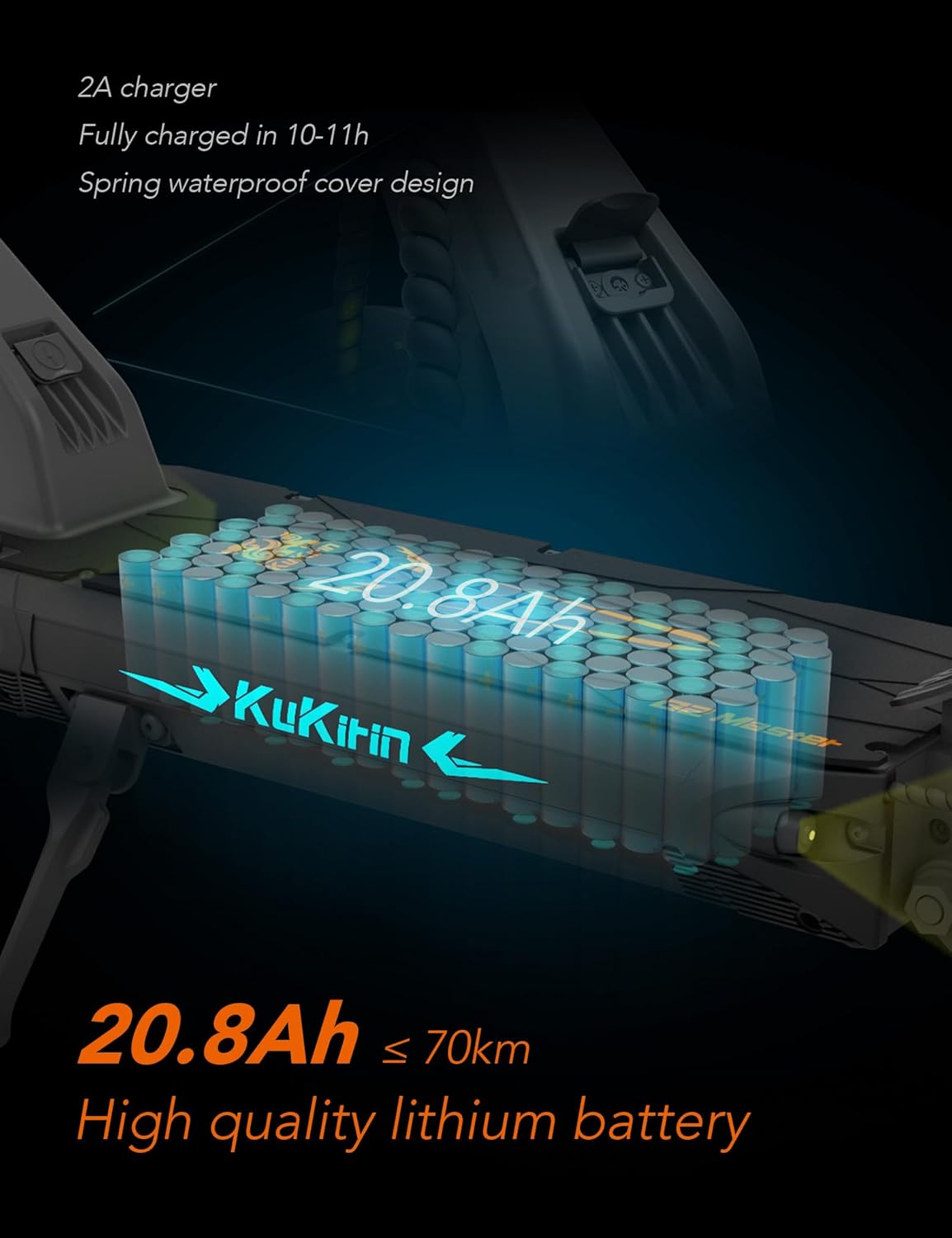 KUKIRIN G2 Master Elektroroller für Erwachsene, 52 V, 20,8 Ah Batterie für 70 km Reichweite & 20 km/h, 500W Motor & Hydraulische Federung, 10 Zoll All-Terrain-Reifen Elektroroller – Bild 3
