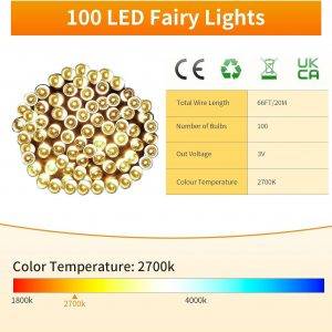 Gresonic 100/200/300/400er Led Lichterkette Strombetrieben mit Stecker Außen und Innen für Hochzeit Weihnachten Party Warmweiß (Warmweiss, 100LED) [Energieklasse G]