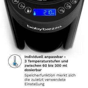 Baby Brezza Formula Pro Advanced – Automatischer Flaschenzubereiter – Mischt Milchpulver & Wasser perfekt – Mit 2 Milchpulvertrichtern (1 im Gerät, 1 extra) – 3 Temperaturen – BPA-frei – schwarz