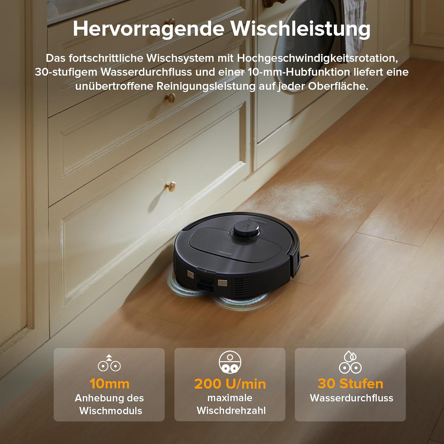 roborock Qrevo Serie Saugroboter mit Wischfunktion, 8000Pa Saugkraft(verbessert von Qrevo S), Anti-Verfilzungs-Seitenbürste, Hindernisvermeidung, LiDAR-Navigation, All-in-One Dock,Schwarz(QV 35A Set) – Bild 5