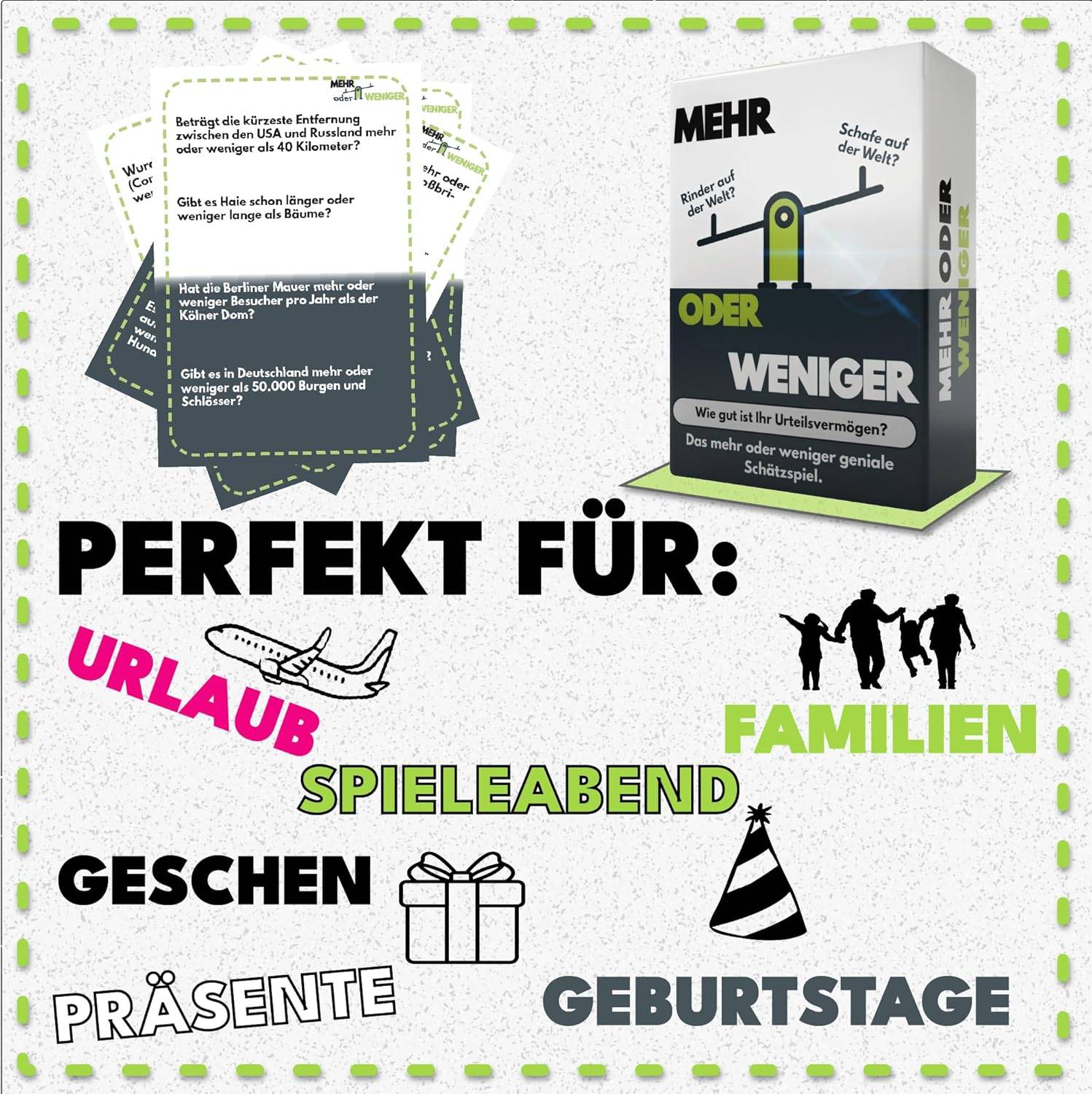 More or Less | Mehr Oder Weniger Kartenspiel | Wie gut ist Ihr Urteilsvermögen? Spiel für Erwachsene, Famile & Kinder | 2+ Spieler | Familienspiel | Reisespiel | – Bild 5