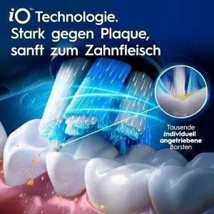 Oral-B iO Series 5 Elektrische Zahnbürste Doppelpack — Electric Toothbrush, Inkl. 2 Aufsteckbürsten und Reise-Etui — 5 Putzmodi für Zahnpflege, Zahnbürste Elektrisch, Designed by Braun, Schwarz/Weiß