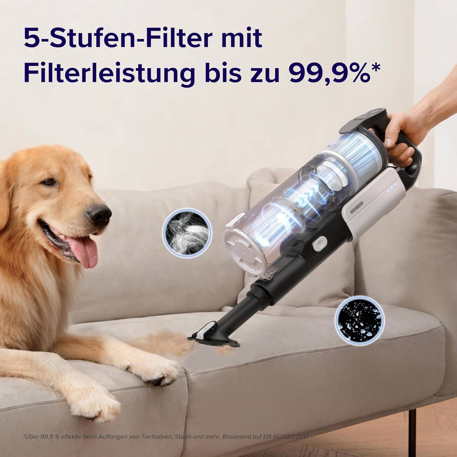 Levoit - Akku Staubsauger - Laufzeit für 75㎡ - Staubsauger Kabellos - 4-in-1 Vacuum Cleaner - 99,9 Prozent Filterleistung - Anti Tangle -Für Tierhaare/Teppiche/Hartböden/Auto - LVAC-200 – Bild 6