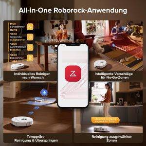 roborock QV 35S-Set Saugroboter mit Wischfunktion, 10.000 Pa HyperForce Saugkraft, Anti-Tangle-Bürsten, Anhebbare Schleudermopps, Intelligente Hindernisvermeidung, All-in-One Dock (Weiß)