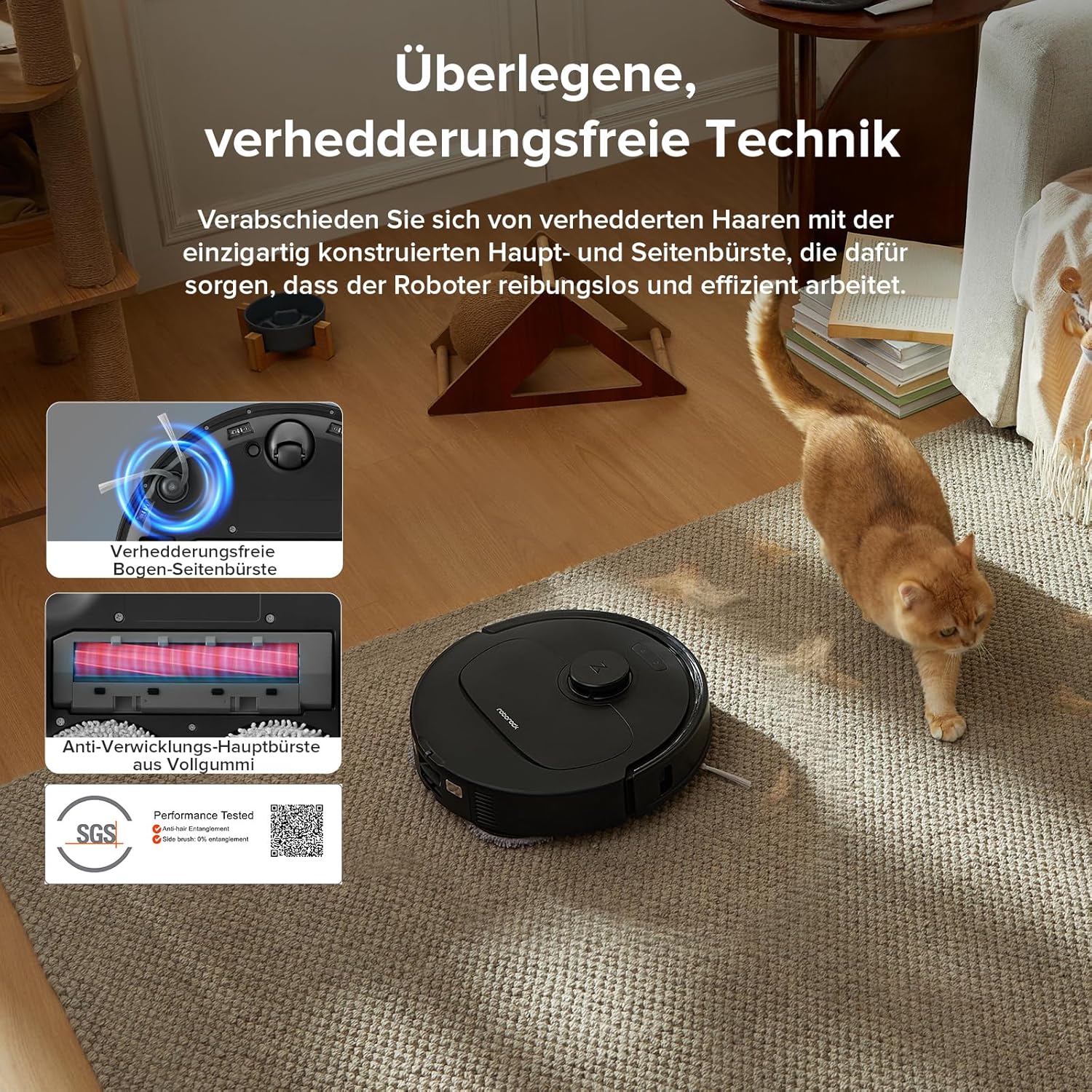 roborock Qrevo Serie Saugroboter mit Wischfunktion, 8000Pa Saugkraft(verbessert von Qrevo S), Anti-Verfilzungs-Seitenbürste, Hindernisvermeidung, LiDAR-Navigation, All-in-One Dock,Schwarz(QV 35A Set) – Bild 4