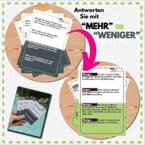 More or Less | Mehr Oder Weniger Kartenspiel | Wie gut ist Ihr Urteilsvermögen? Spiel für Erwachsene, Famile & Kinder | 2+ Spieler | Familienspiel | Reisespiel |