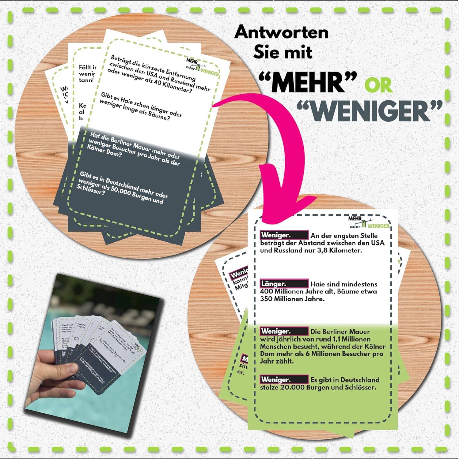 More or Less | Mehr Oder Weniger Kartenspiel | Wie gut ist Ihr Urteilsvermögen? Spiel für Erwachsene, Famile & Kinder | 2+ Spieler | Familienspiel | Reisespiel | – Bild 3