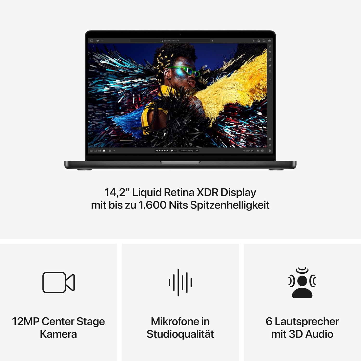 Apple 2024 MacBook Pro Laptop mit M4 Pro Chip mit 12-Core CPU und 16-Core GPU: 14,2" Liquid Retina XDR Display, 24 GB gemeinsamer Arbeitsspeicher, 512 GB SSD Speicher; – Bild 5
