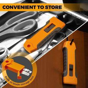 Glasschaber Herdkratzer mit 15 Ersatzklingen im Griff, Küchenschaber Scraper für Kochfeld Backofen Induktionskochfeld Glaskeramik, Super in der Hand Haarbürste.