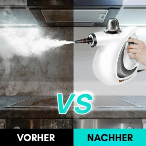 RedHut – Tragbarer Dampfreiniger mit 12 Zubehörteilen für Küche, Bad & Haushalt