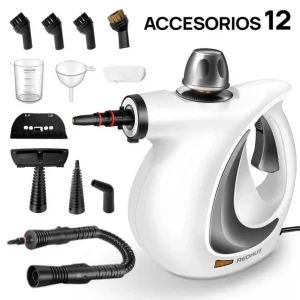 RedHut – Tragbarer Dampfreiniger mit 12 Zubehörteilen für Küche, Bad & Haushalt