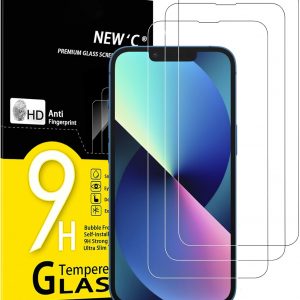 NEW'C 3 Stück für iPhone 14,iPhone 13,iPhone 13 Pro für Panzerglas (6,1 Zoll), Frei von Kratzern, 9H Härte, HD Displayschutzfolie, 0.33mm Ultra-klar, Ultrabeständig