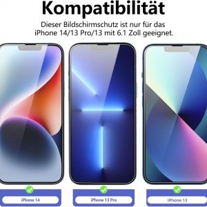 NEW'C 3 Stück für iPhone 14,iPhone 13,iPhone 13 Pro für Panzerglas (6,1 Zoll), Frei von Kratzern, 9H Härte, HD Displayschutzfolie, 0.33mm Ultra-klar, Ultrabeständig