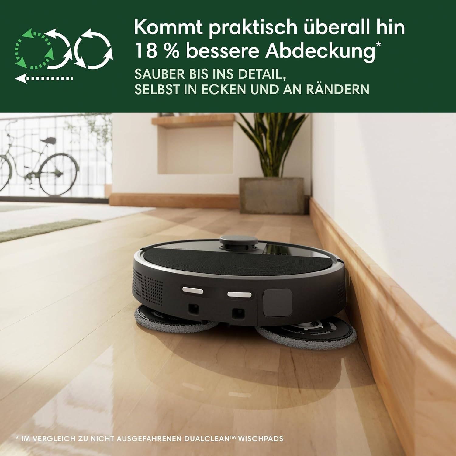 iRobot Roomba Plus 505 Combo Robot + AutoWash Dock Saugroboter mit Wischfunktion - Multifunktinales Dock - Clearview Pro LiDAR - 7000Pa - DualClean Wischpads mit PerfectEdge - SmartScrub - Schwarz – Bild 3