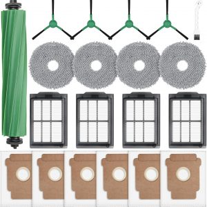 20 Stück Zubehör für iRobot Roomba Plus 405/505 Combo Saugroboter Ersatzteile, 6 Staubbeutel 4 Seitenbürste 4 HEPA Filter 4 wischtücher 1 Hauptbürste 1 Reinigungsbürste