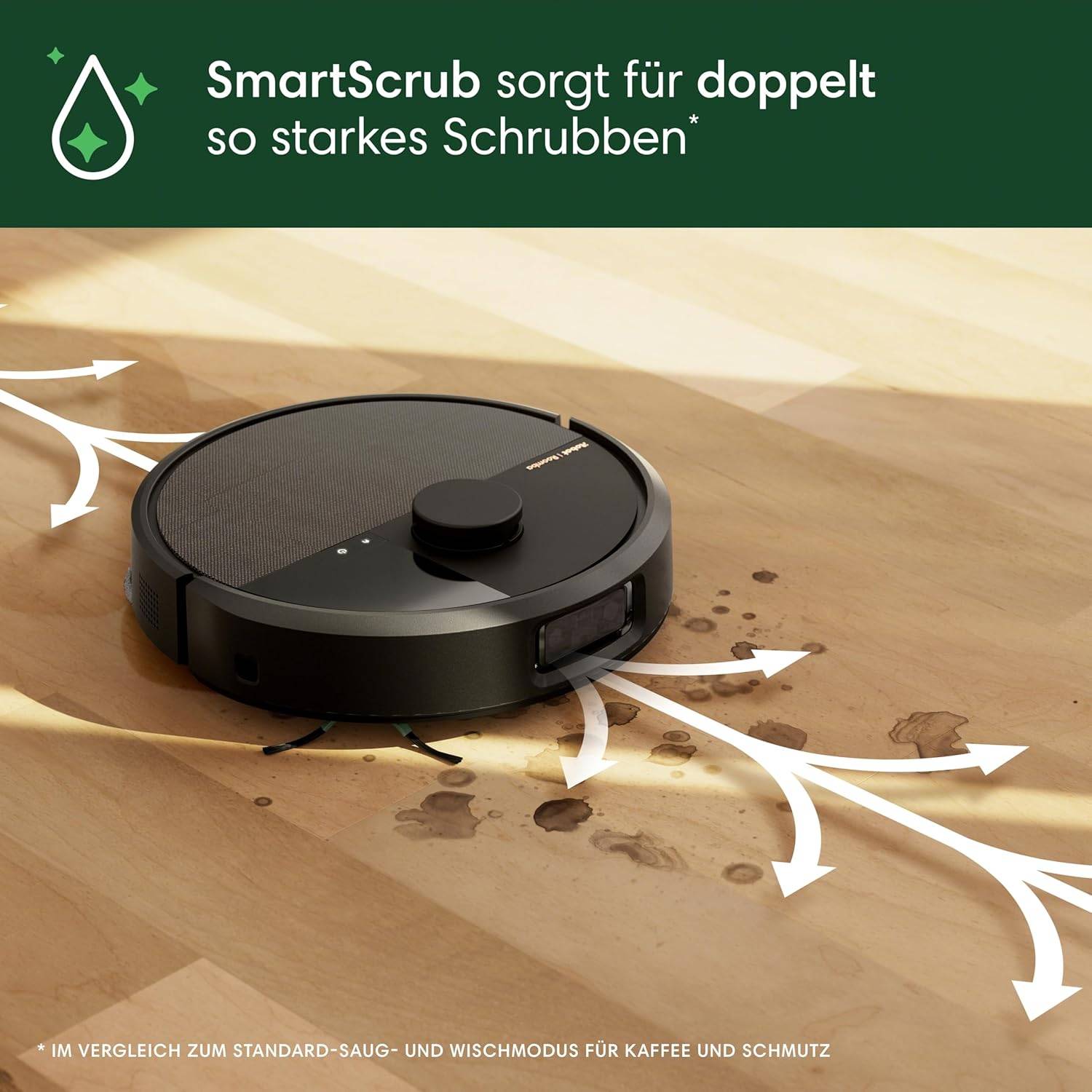 iRobot Roomba Plus 505 Combo Robot + AutoWash Dock Saugroboter mit Wischfunktion - Multifunktinales Dock - Clearview Pro LiDAR - 7000Pa - DualClean Wischpads mit PerfectEdge - SmartScrub - Schwarz – Bild 4