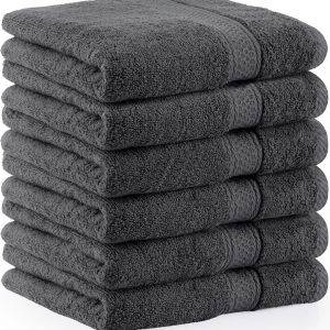 Utopia Towels - 6er Pack Frottee handtücher 50x100 cm mit Aufhängeschlaufe, mittelgroße Handtücher 100% Baumwolle weich und saugfähig Handtücher Set (Grau)